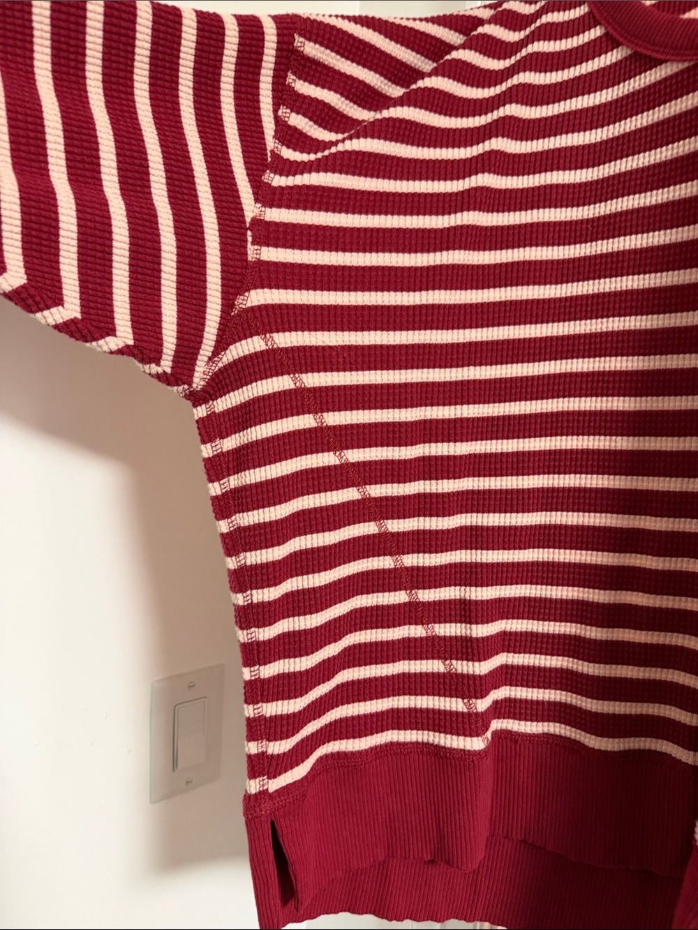 aerie Maroon and Cream Striped Long Sleeve Sweater - Picture 3 of 4